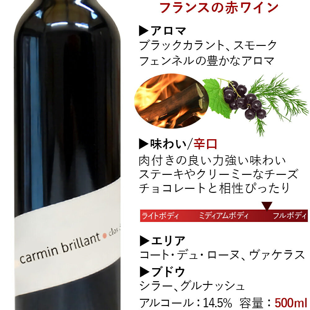 ワイン 自然派 赤ワイン ハーフボトル 2本 ギフト フランス ローヌ オーガニック ビオワイン 2015 2018 赤 辛口 500ml シラー グルナッシュ BIO 当日配達 お返し 内祝い 誕生日 結婚祝い プレゼント お酒 熨斗 退職祝い