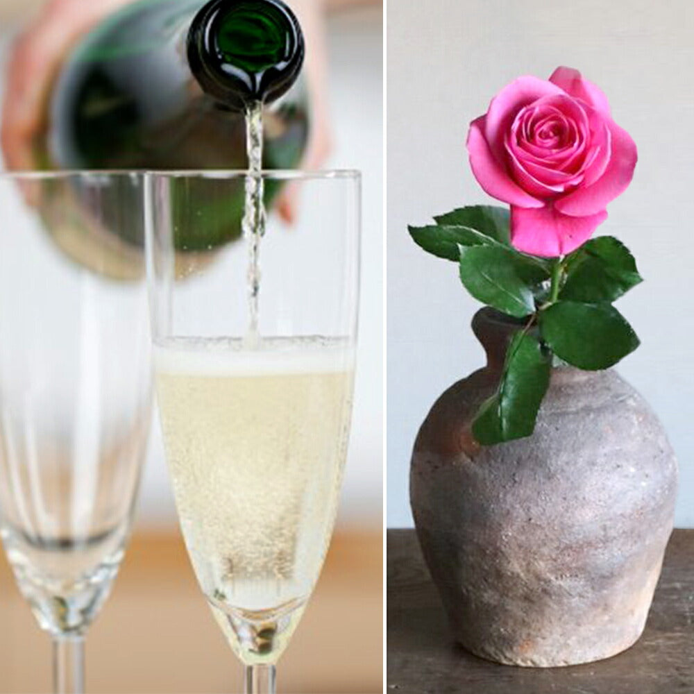 当日配達 ワイン 花 セット ギフトセット スパークリングワイン フランス やや甘口 375ml ハーフボトル プリザーブドフラワー ピンク バラ おしゃれ プレゼント 就職祝い 誕生日 女性 フラワーギフト 退職祝い