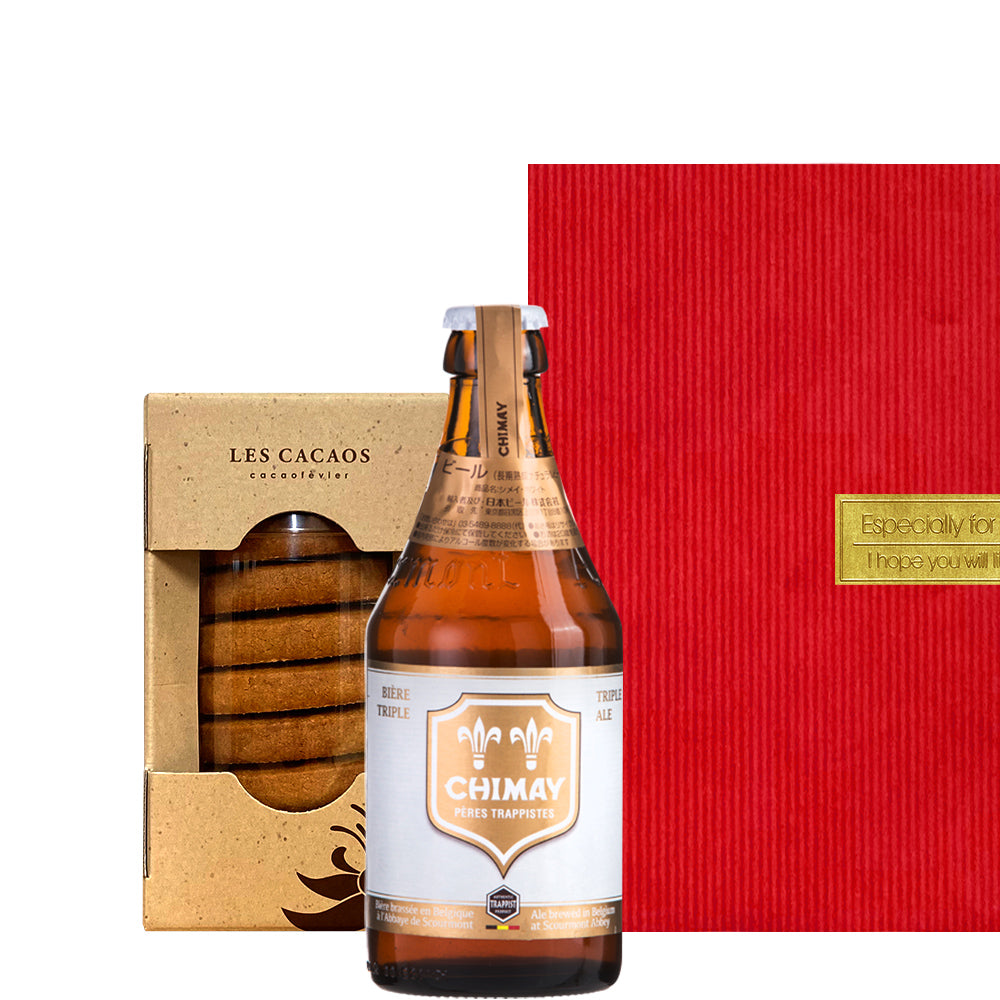 御祝い 記念日 プレゼント ビール スイーツ ギフトセット ベルギービール シメイ ホワイト 330ml LES CACAOS サブレ クッキー 詰め合わせ ビールセット 海外ビール 輸入ビール CHIMAY 誕生日 内祝い 誕生日 おしゃれ 送料無料