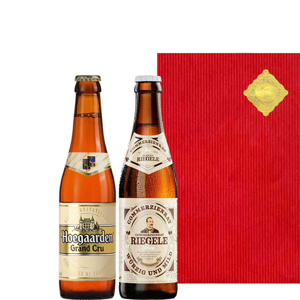ビールギフト ドイツビール 飲み比べ クラフトビール ラガー ヒューガルデン・グランクリュ 330ml 2本セット 地ビール 海外ビール 輸入ビール 詰め合わせ ギフト箱付 メッセージカード 誕生日 お祝い お返し 送料無料