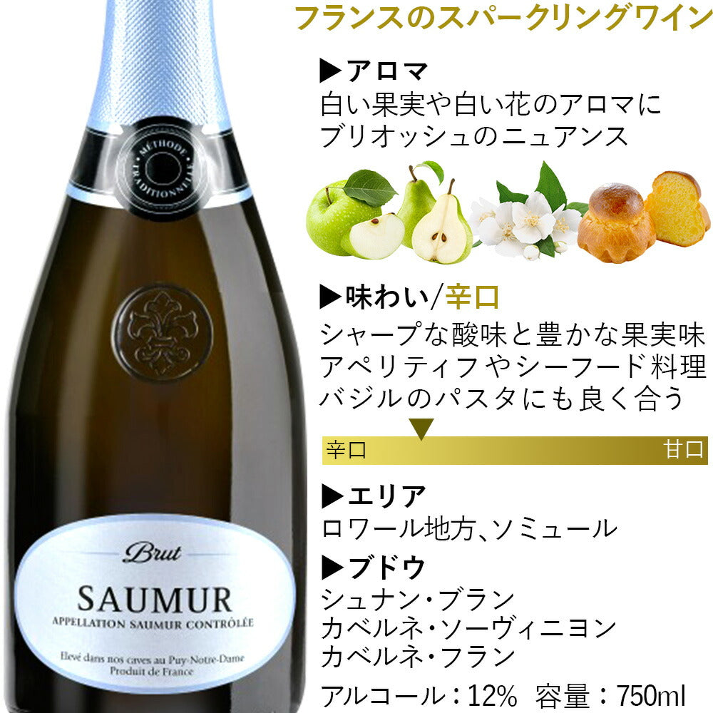 ご自宅用 ワイン セット シャンパン製法 フランス スパークリングワイン 3本セット 750ml 辛口 白 泡 ジャイアンス クレマン・ド・ロワール ソミュール クレマン・ド・ディー 誕生日 パーティー お祝い 退職祝い