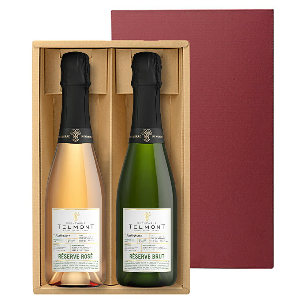 シャンパン 紅白 2本 シャンパン ロゼシャンパン 赤白セット フランス シャンパーニュ 白ワイン ロゼ 辛口 375ml ハーフボトル テルモン ワイン ワインセット