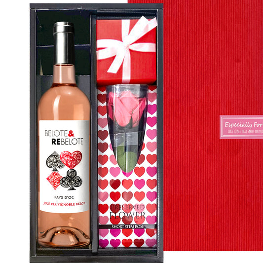 ワイン 花 ロゼワイン フランス 「ベロット・エ・レベロット・ロゼ」辛口 750ml プリザーブドフラワー 一輪挿し 枯れない花 ピンク バラ 日本製 ガラス フラワーベース