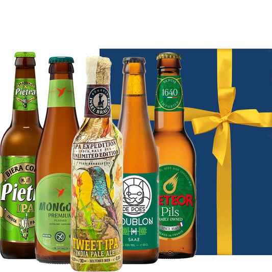 ビール 5本 飲み比べセット クラフトビール 5種 フランス ドイツ ベルギー 詰め合わせ ギフト箱 リボンラッピング メッセージカード付 家族 友人 男性 女性 送料無料