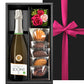 クリスマスギフト ワイン 焼き菓子 お花のギフトセット フランス スパークリングワイン 甘口 750ml プリザーブドフラワー ピンク バラ 東京 LES CACAOS 洋菓子 焼菓子 5個 マドレーヌ 詰め合わせ おしゃれ プレゼント 誕生日 内祝い お歳暮 成人式 女性 送料無料