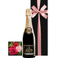 花 シャンパン アレンジメント フランス 辛口 375ml ハーフボトル スパークリング マキシム・ド・パリ プリザーブドフラワー ボックス ピンク バラ メッセージカード